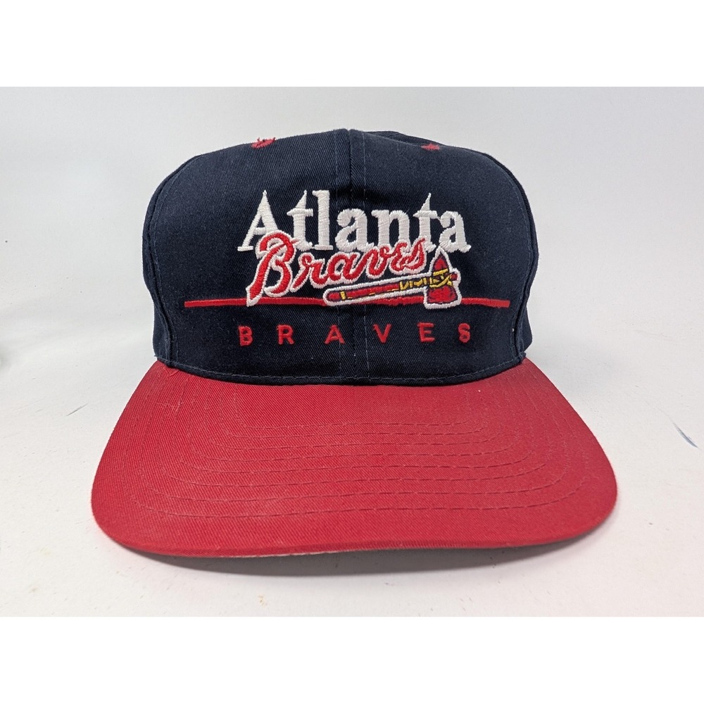 VINTAGE Atlanta Braves Hat Cap Snap Back One Size Blue MLB Baseball 90s